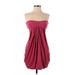 BCBGMAXAZRIA Casual Dress - Mini Open Neckline Sleeveless: Burgundy Print Dresses - Women's Size X-Small