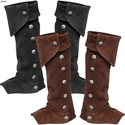 NEUE Männer Mittelalterlichen Ritter Piraten Bein Rüstung Steampunk Schuhe Stiefel Abdeckung Wandern Image