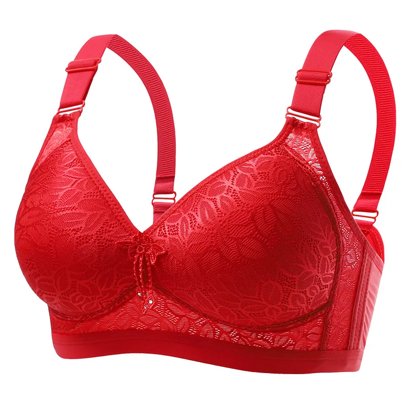 Große, dünne Damen-Bügel, bequeme, atmungsaktive Dessous, gerafft in einer verstellbaren BH-Unterwäsche, nahtloser BH für Damen Image