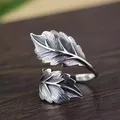 Huitan Vintage Leaf ridimensionabile anello per le donne Anti colore argento accessori Vintage Party