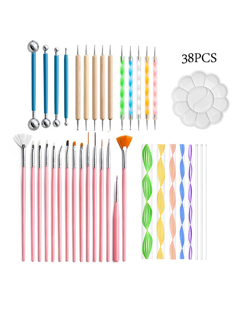 38 teile/satz Mandala Punktierung Werkzeuge für Rock Malerei Mandala Kunst Werkzeug Enthalten Acryl Stangen & Punktierung Stift Mandala Schablone Ball Stylus Image