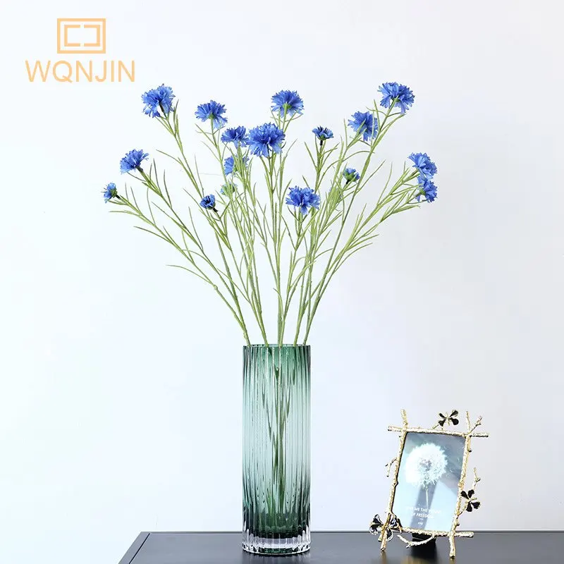1PCS Nordic Blau Lange Zweig Sternen Kornblume Seide Künstliche Blumen Hause Hochzeit Party Dekoration Flore Fleurs Artificielles Image