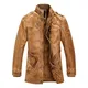 Мужская куртка Herren Lederjacke mit Reiß verschluss schlanker Ständer Winter dicker langer Mantel