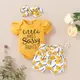 0-18 monate Infant Kleinkind Baby Mädchen Kurzen Ärmeln Crew Neck Romper + Floral Shorts + stirnband