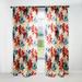 Designart "Red And Blue Zen Floral Mosaic " Botanical Room Darkening Curtain Panel