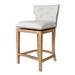 Maven Lane Hugo Counter Stool, Weathered Oak Finish Sand Color Fabric Upholstery - Brown - Counter - 26 Inch Seat Height