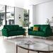 2-Piece Velvet Upholstered Living Room Sofa Set with 2 Loveseat, Modern Channel Tufted Sofa Couch Sets w/Free Self Fabric Pillow