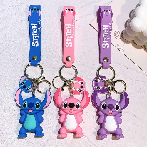 Lilo & Stich Spielzeug Schlüssel bund Anime Stich Anhänger Schlüssel bund süße rosa Engel Schlüssel
