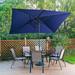 6.5x10 ft Rectangular Patio Umbrella Outdoor Market Table Umbrella Aluminum Pole with Tilt and Crank 6 Sturdy Ribs for Deck Lawn Pool Navy Blue