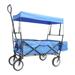 Mdesiwst Folding Wagon Large Capacity Wear Resistant Metal UV-Resistant Folding Trolley Shopping Wheelbarrows for Home