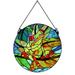 Dale Tiffany Savin Frog Art Glass Suncatcher in Green/Sky Blue