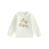 Baby Girl Big Sister Embroidery Sweater Toddler Crew Neck Long Sleeve Pullovers Tops Fall Winter Clothes