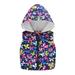 Utoimkio Toddler Baby Girls Fleece Hooded Vest Jacket Zipper Up Warm Sleeveless Coat Fall Winter Floral Print Outwear Clothes Outfits for Kids Size 12M-5T