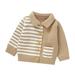 ZMHEGW Toddler Coats Baby Girls Boys Long Sleeve Turn Down Collar Sweaters Warm Cotton Knit Striped Cardigan Button Down Outwear Children Jackets