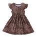 KAWELL Summer Casual Dress for Girls Flared Sleeve A-Line Swing Floral Pleated Dress