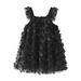 Fimkaul Girls Dresses Sleeveless 3D Butterfly Tulle Princess Dance Party Clothes Dress Baby Clothes Black