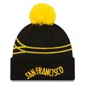 Men's New Era Black Golden State Warriors 2023/24 City Edition Cuffed Pom Knit Hat