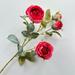 YEAHOO Single 4 Heads Artificial Rose Branch Silk+Plastic Flores Simulation Rose Flowers For Home Hotel Wedding Decoration(Rose red)