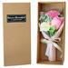 Kaloaede Artificial Flower Gift Box Carnations Roses Daisies 3 Bouquets Red Blue Purple