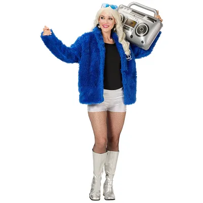 Plüschjacke, blau
