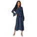 Plus Size Women's Ruffle Pintuck Crinkle Dress by Roaman's in Navy (Size 26 W)