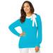 Plus Size Women's Tie-Neck Sweater by Jessica London in Ocean (Size 30/32)