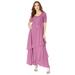Plus Size Women's Chiffon Tiered Maxi Dress by Roaman's in Mauve Orchid (Size 24 W)