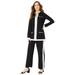 Plus Size Women's Side-Stripe French Terry Pull-On Pant Set by Roaman's in Black White (Size 22/24)