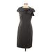 Grace Elements Casual Dress - Sheath High Neck Short sleeves: Gray Dresses - Women's Size 8