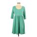Garnet Hill Casual Dress - Popover: Teal Solid Dresses - Women's Size Small