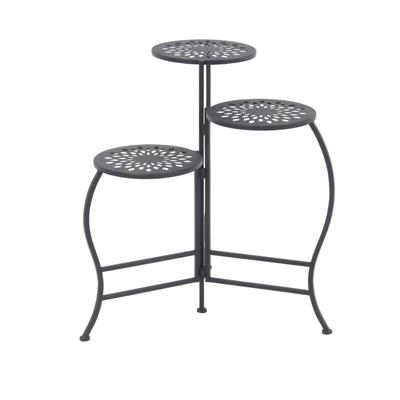 3-Tier Black Metal Traditional Plant Stand by Quinn Living in Black