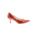 Via Spiga Heels: Slip-on Kitten Heel Cocktail Party Red Print Shoes - Women's Size 7 1/2 - Pointed Toe