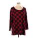 J.Jill 3/4 Sleeve T-Shirt: Red Plaid Tops - Women's Size X-Large Petite