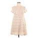 Puella Casual Dress - Mini Scoop Neck Short sleeves: Ivory Stripes Dresses - Women's Size Large