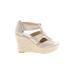 MICHAEL Michael Kors Wedges: Espadrille Platform Bohemian Silver Shoes - Women's Size 8 - Open Toe