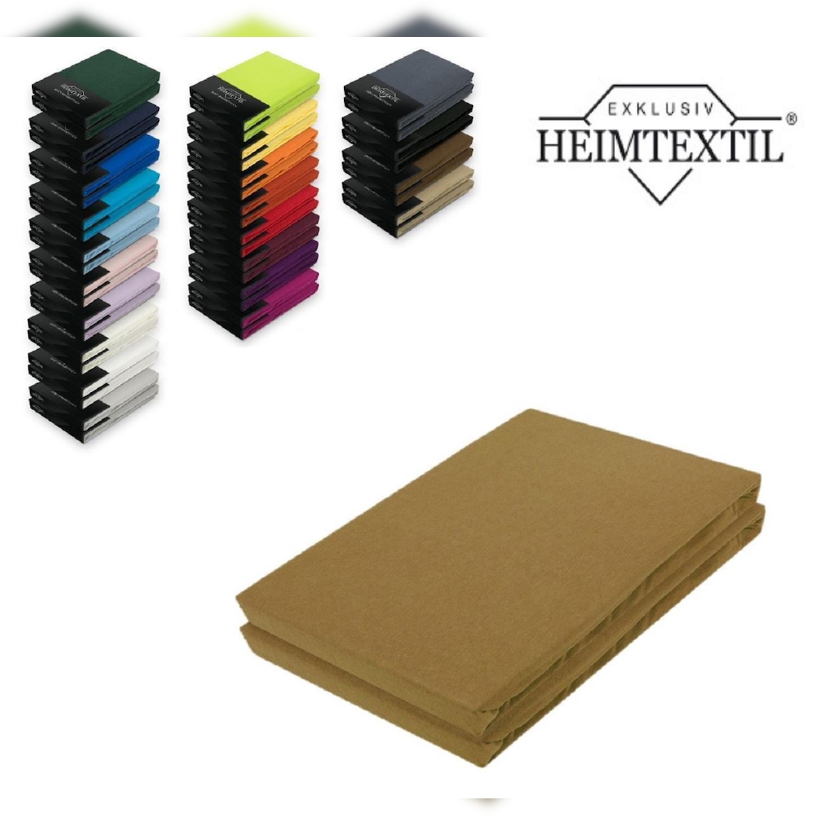 EXKLUSIV HEIMTEXTIL Doppelpack Jersey Spannbettlaken Premium Nougat 60 x 120 - 70 x 140 cm Image
