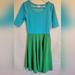 Lularoe Dresses | Lularoe Nicole S Small Fit Flare Blue Green Solid Bright Fun Nwt | Color: Blue/Green | Size: S