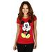 Disney Tops | Disney Womens Top Red Slim Fit Mickey Mouse Double Sided Tee Junior Size Xl | Color: Red | Size: Xlj