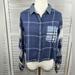 American Eagle Outfitters Tops | American Eagle Outfitters Cropped Plaid Button Down Shirt Blue/White-Medium | Color: Blue/White | Size: M