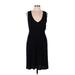 Daisy Fuentes Casual Dress - A-Line: Black Solid Dresses - Women's Size Large