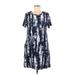 Ellen Tracy Casual Dress - Shift: Blue Tie-dye Dresses - Women's Size Medium