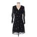 Sam Edelman Casual Dress - Mini V Neck 3/4 sleeves: Black Dresses - Women's Size 2