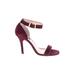 Black Saks Fifth Avenue Heels: Burgundy Print Shoes - Women's Size 8 - Open Toe