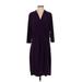 EllumiNation By Nikki Parker Casual Dress V Neck 3/4 sleeves: Purple Print Dresses - Women's Size 0