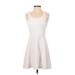 Express Casual Dress - A-Line Scoop Neck Sleeveless: White Solid Dresses - Women's Size X-Small