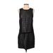 Club Monaco Cocktail Dress - Shift High Neck Sleeveless: Black Print Dresses - Women's Size 2