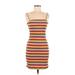 Shein Casual Dress - Mini Square Sleeveless: Yellow Stripes Dresses - Women's Size Medium