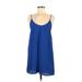 TOBI Casual Dress - A-Line Scoop Neck Sleeveless: Blue Solid Dresses - Women's Size Medium