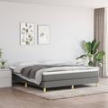Latitude Run® Jasean Box Spring Bed Base Platform Bed Frame w/ Mattress for Bedroom Fabric Upholstered/Polyester in Gray/White | Wayfair