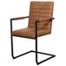 17 Stories Sahak Tufted Back Arm Chair in Antique Brown Faux Leather/Upholstered/Metal in Black | 36 H x 20.75 W x 22 D in | Wayfair